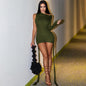 Robe moulante asymétrique kaki – Élégance audacieuse